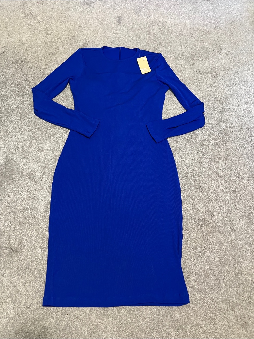 NWT Popilush Royal Blue Long Sleeve Built-In Shapewear Midi Dress Size Large